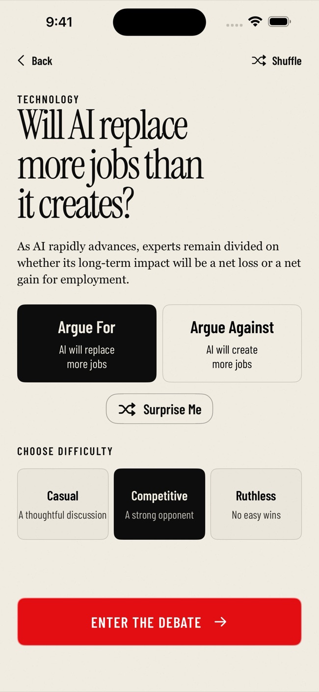 ARGUE app screenshot